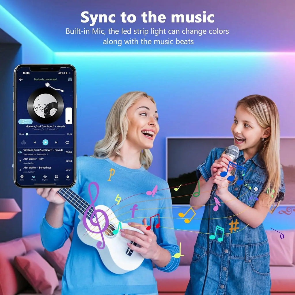 Ruban LED RGB Connecté Bluetooth (30m / 40m) + synchronisation musique