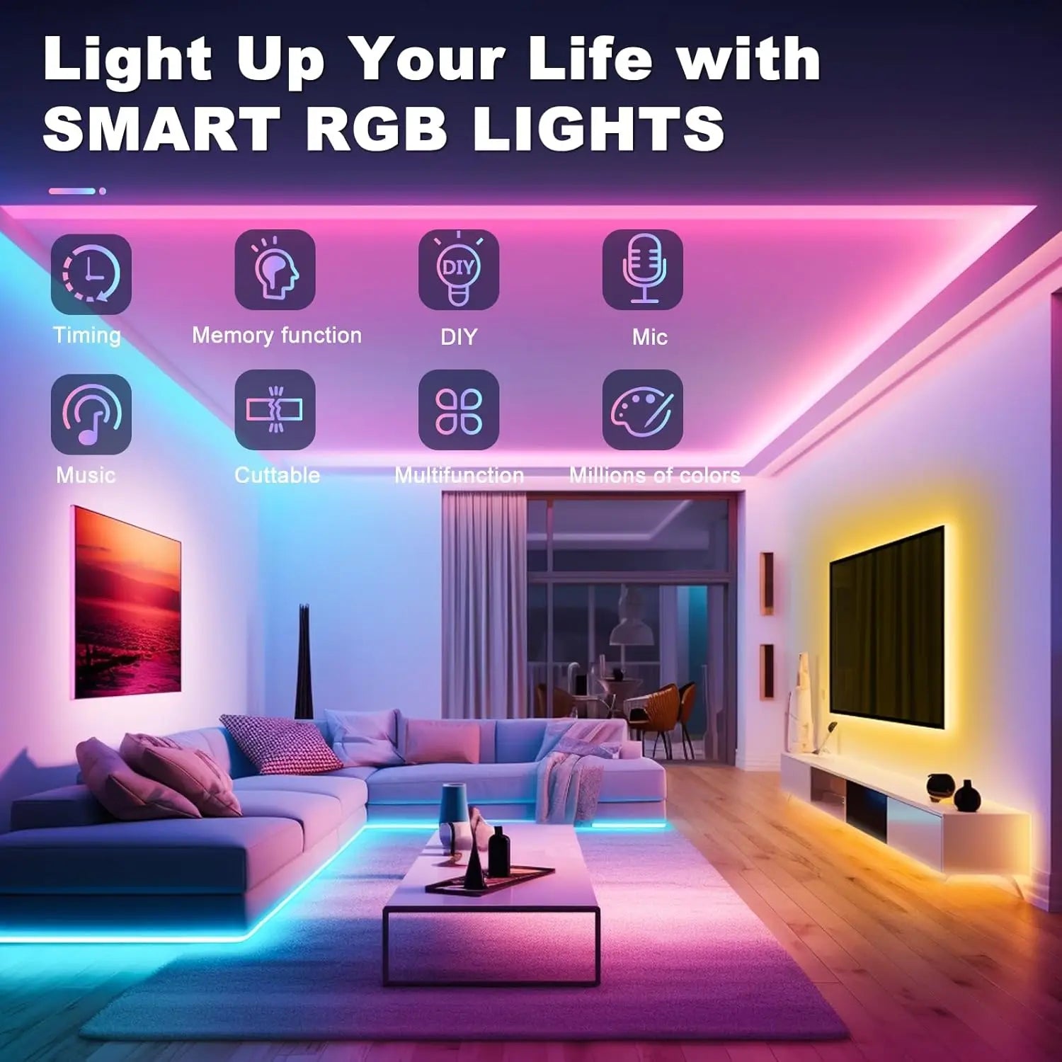 Ruban LED RGB Connecté Bluetooth (30m / 40m) + synchronisation musique